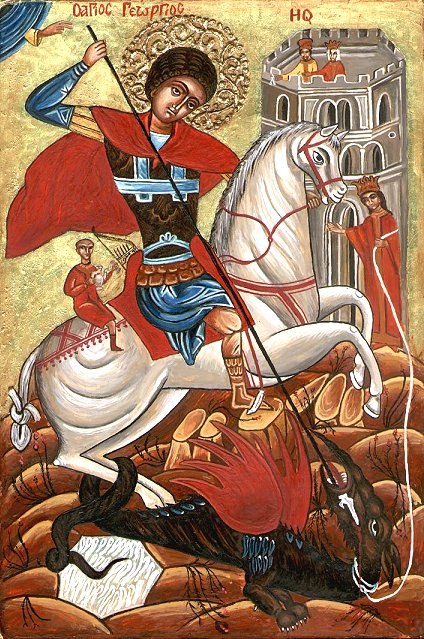 Datei:Orthodox Bulgarian icon of St. George fighting the dragon.jpg
